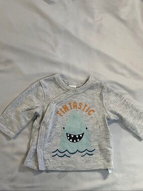 PL Baby - Grey 'Fintastic' Shark Snap-Front Long Sleeve Top for Kids